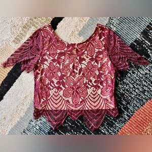Burgundy, lace Express blouse